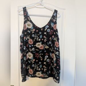 Floral Black Sleeveless Top